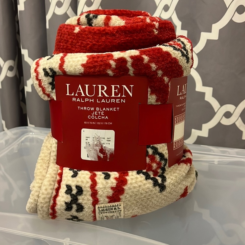 Polo Ralph Lauren Plaid Fleece Throw Blanket decor holiday new 60”x70” Christmas